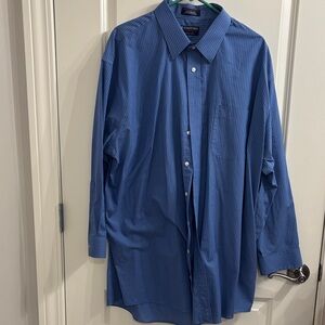 Stafford Men's Blue Striped Dress Shirt